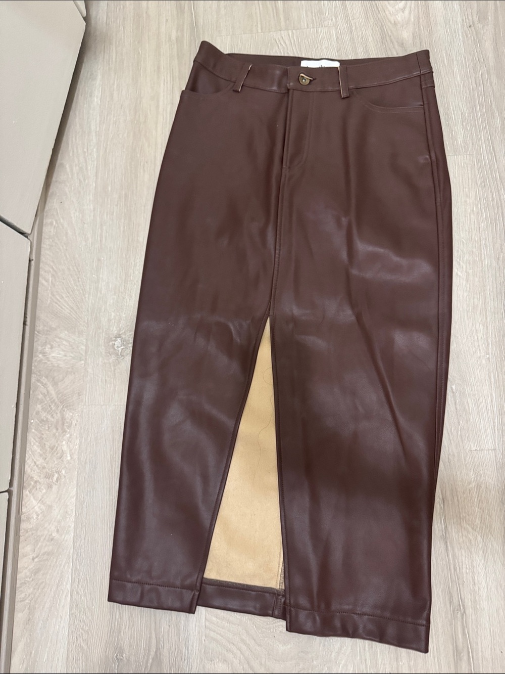 Heartloom Brown Faux Leather Pencil Skirt